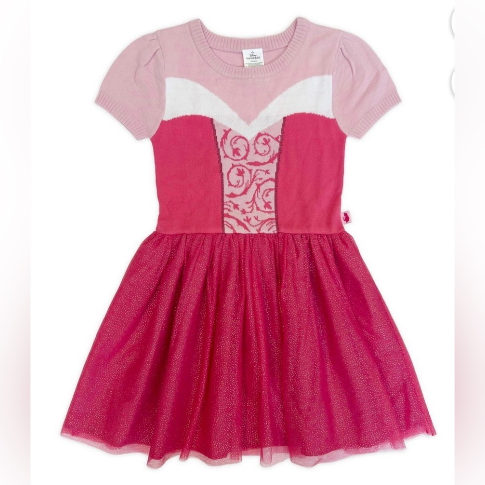 Disney Princess Sleeping Beauty Aurora Pink Cosplay Sweater Play Dress Costume